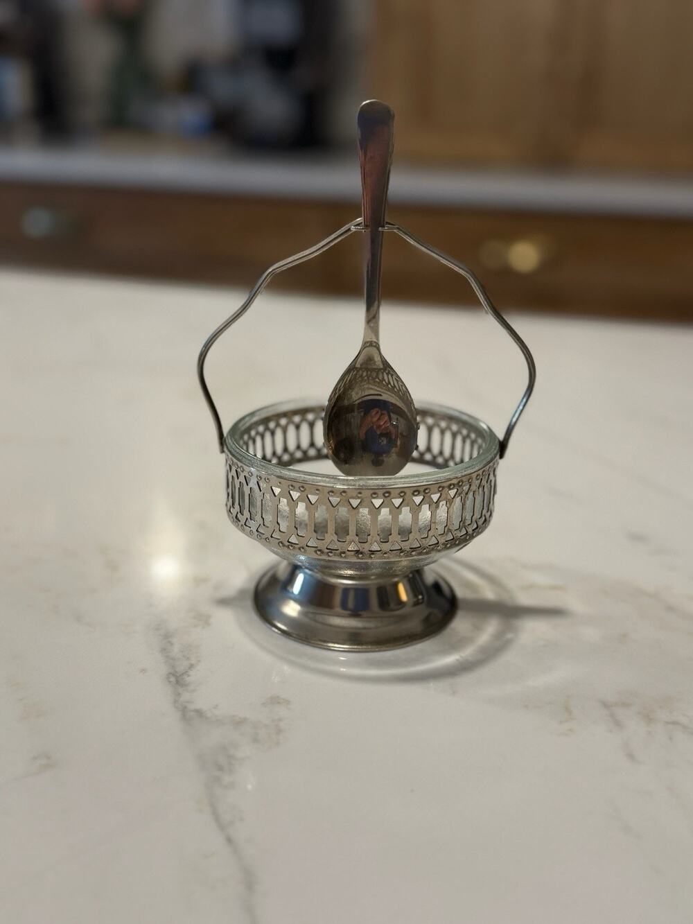 Vintage Leonard Silver Salt Bowl W/ Spoon Silverplated